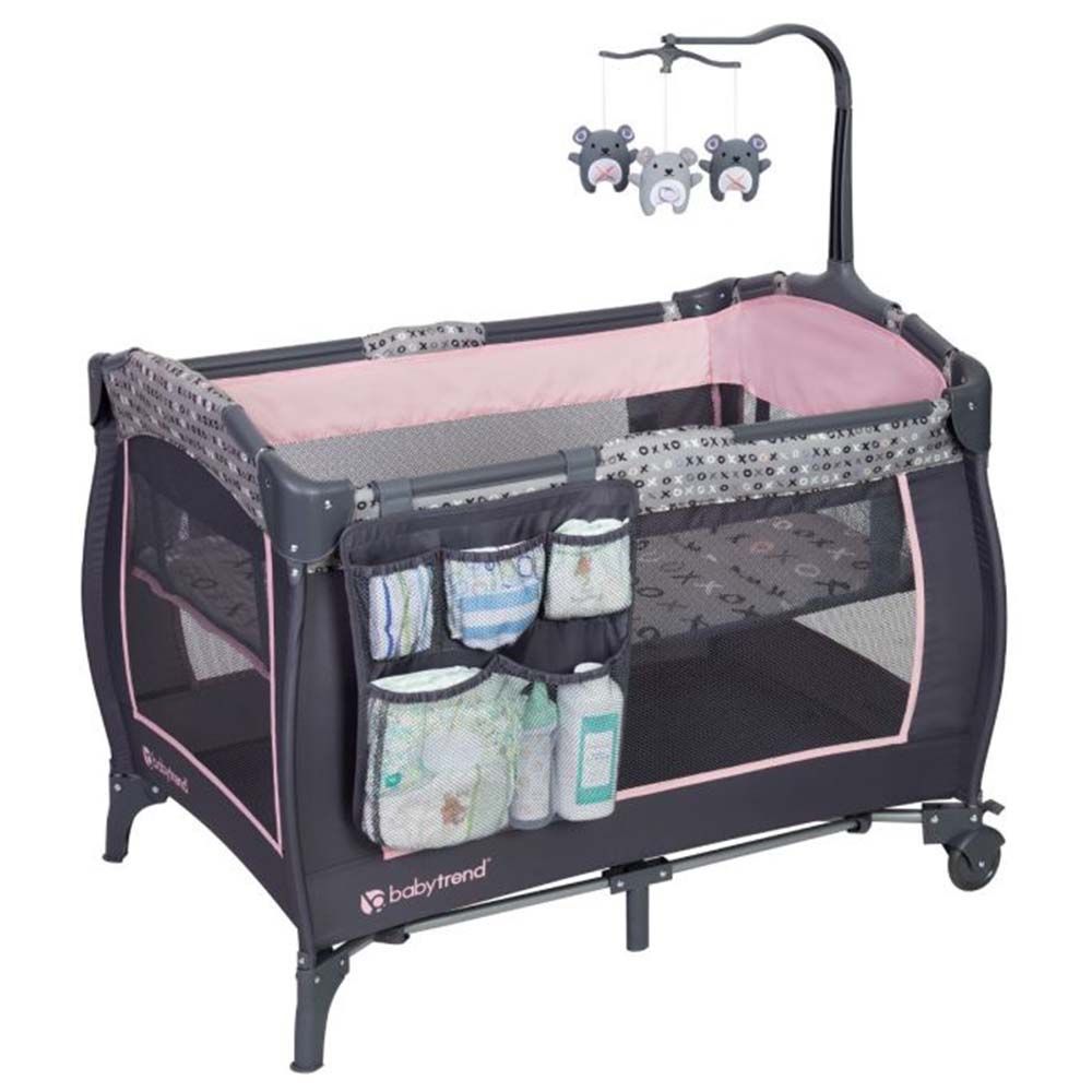 Pack and play with portable outlet bassinet